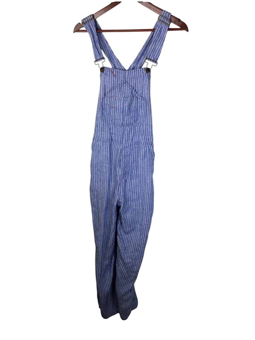 Faherty Linen Mechanic Overall In Railroad Stripe Size X-Small.